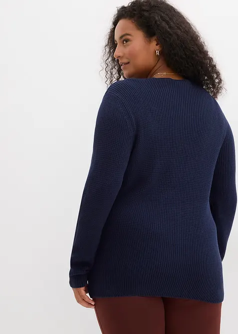Pull en maille côtelée 100% coton, bonprix