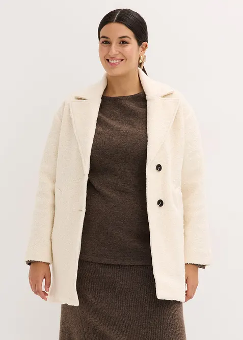 Manteau court et oversize en maille bouclette, bonprix