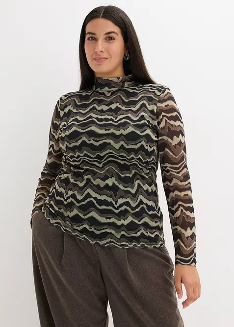 T-shirt manches longues en mesh doux, bonprix