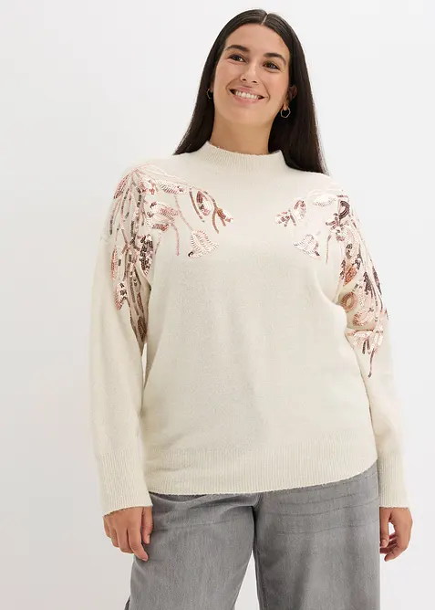 Pull oversize à sequins, bonprix