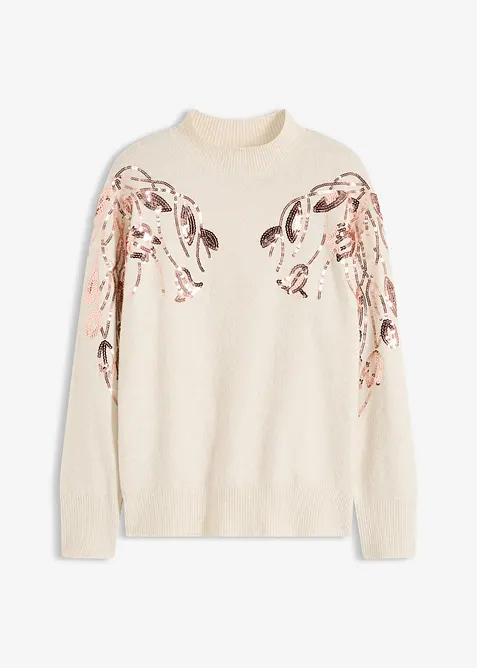 Pull oversize à sequins, bonprix