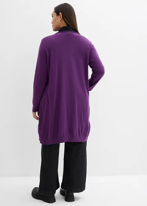 Gilet long en maille, bord roulotté, bonprix