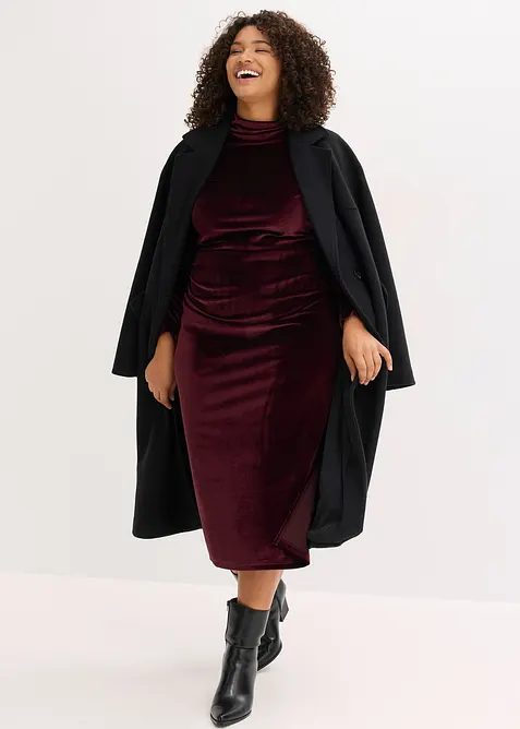 Robe midi en velours doux, bonprix