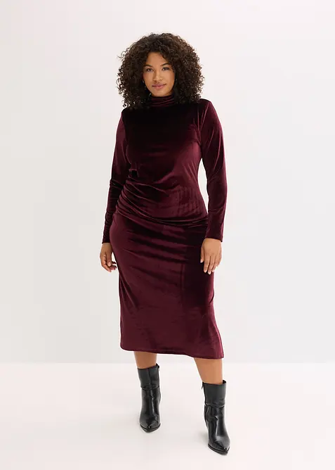 Robe midi en velours doux, bonprix