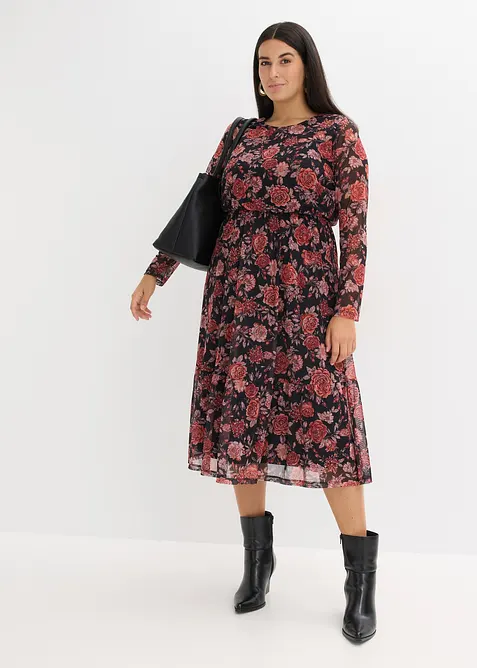 Robe midi en mesh doux, bonprix