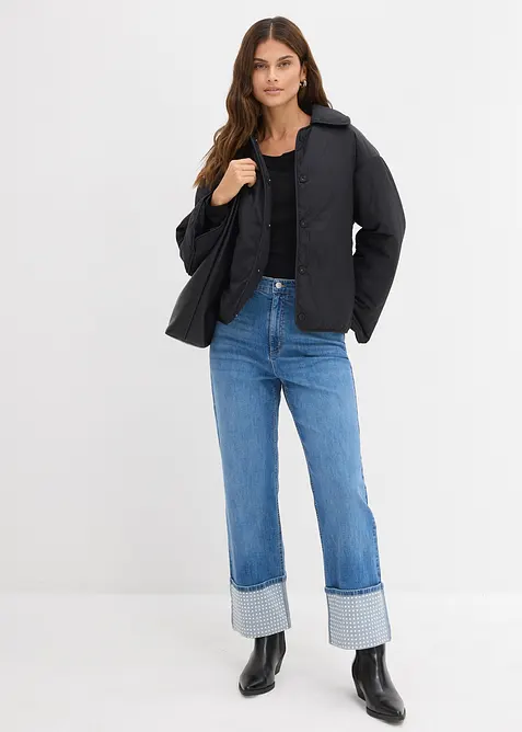 Jean droit à revers, taille haute, bonprix