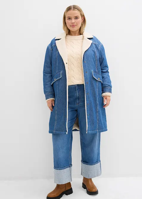 Jean droit à revers, taille haute, bonprix