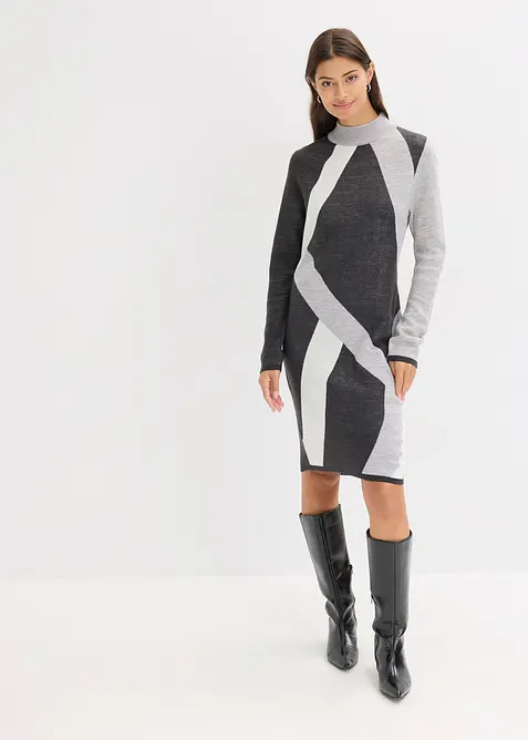 Robe en maille jacquard à rayures modernes, bonprix