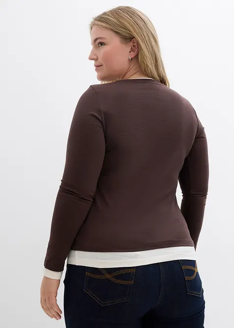 T-shirt manches longues en coton mélangé, bonprix