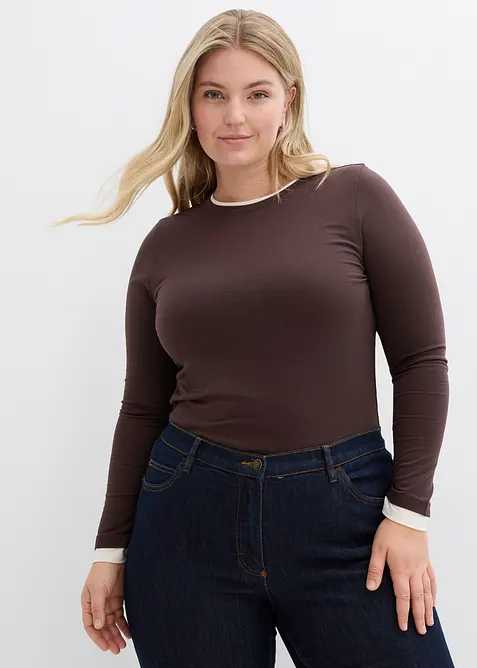 T-shirt manches longues en coton mélangé, bonprix