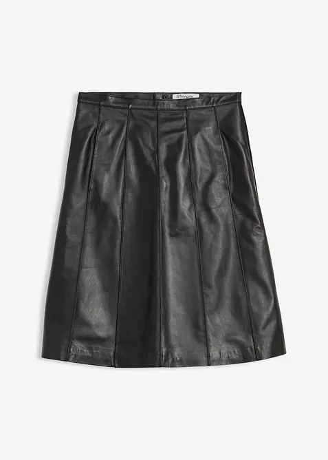 Jupe évasée en cuir d’agneau nappa, bonprix