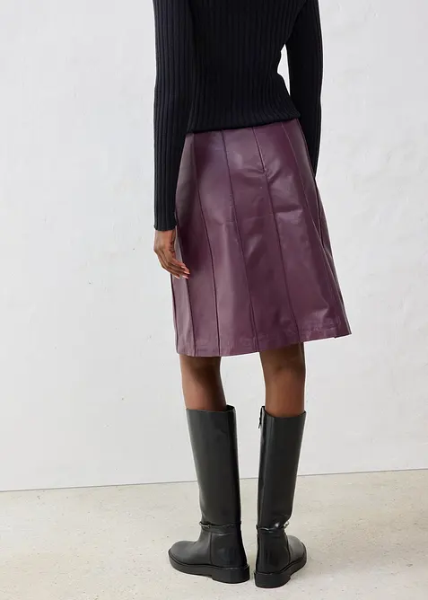 Jupe évasée en cuir d’agneau nappa, bonprix