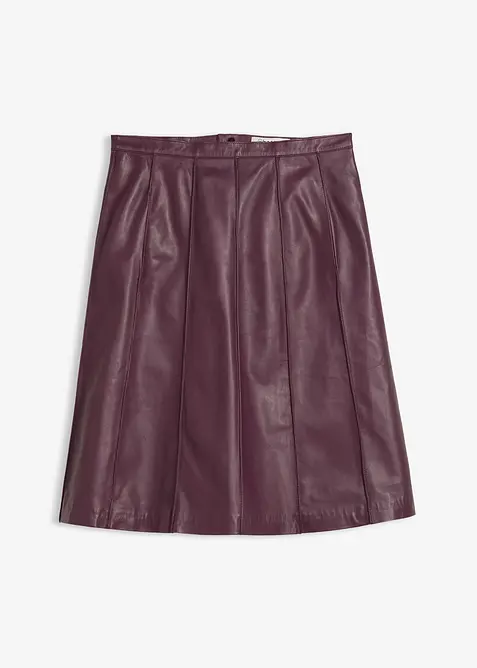 Jupe évasée en cuir d’agneau nappa, bonprix