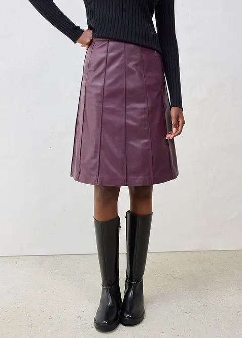 Jupe évasée en cuir d’agneau nappa, bonprix