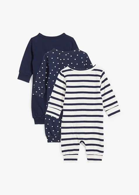 Lot de 3 combinaisons 100% coton, bonprix