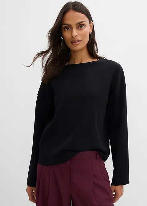 T-shirt manches longues côtelé, bonprix