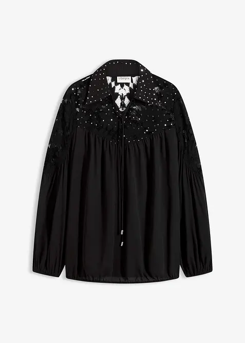 Blouse ample à dentelle, bonprix