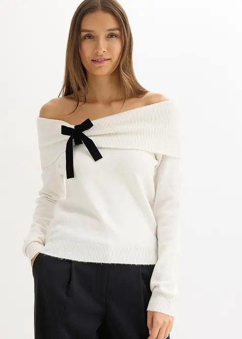 Pull oversize à encolure Bardot, bonprix