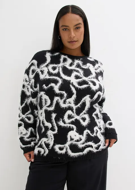 Pull doux en jacquard, viscose mélangée, bonprix