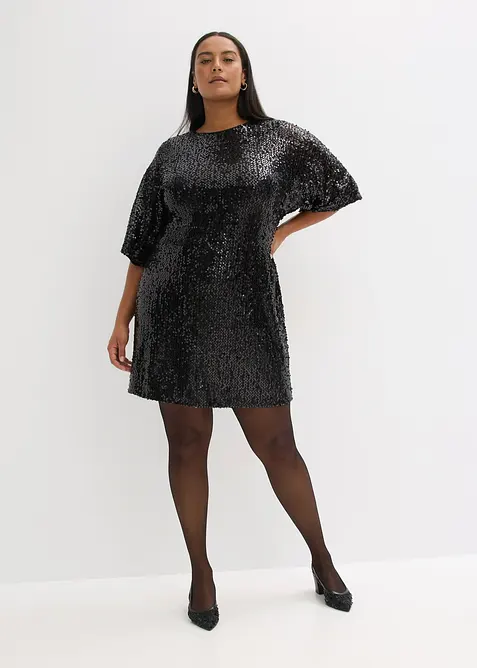 Robe à sequins et détail nœud, bonprix