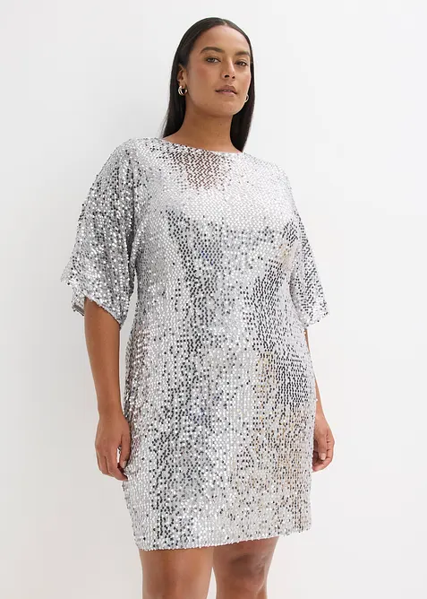 Robe à sequins et détail nœud, bonprix