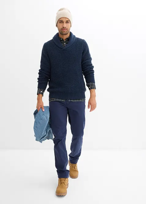 Pull en grosse maille à col châle, texture gaufrée, bonprix