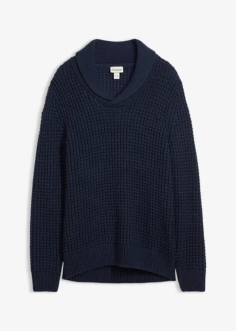 Pull en grosse maille à col châle, texture gaufrée, bonprix
