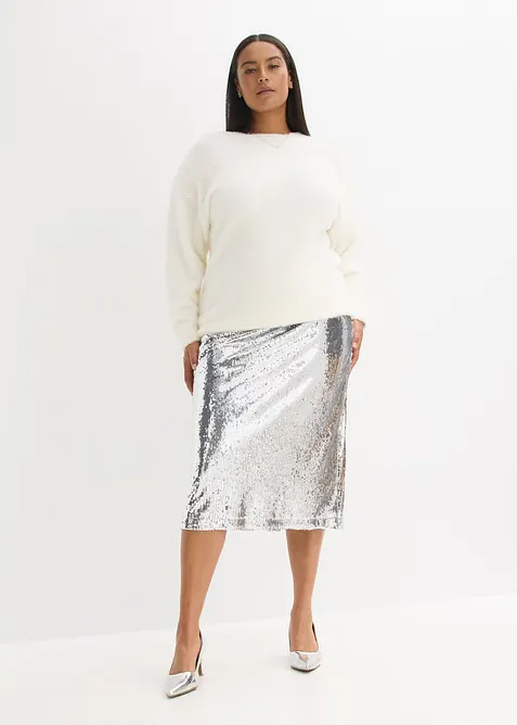 Jupe midi à sequins, bonprix