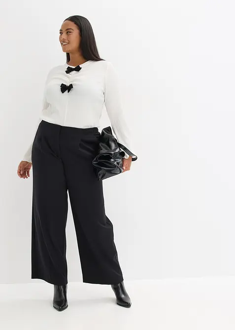 T-shirt manches longues en crêpe texturé, bonprix