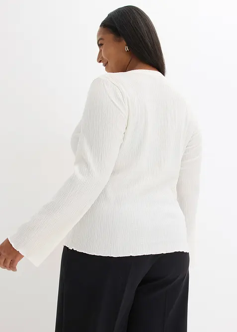 T-shirt manches longues en crêpe texturé, bonprix