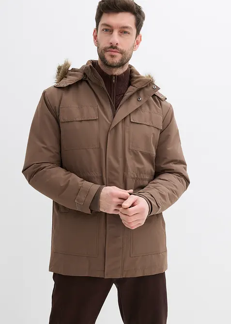 Parka rembourr&eacute;e avec doublure polaire et capuche amovible, bonprix