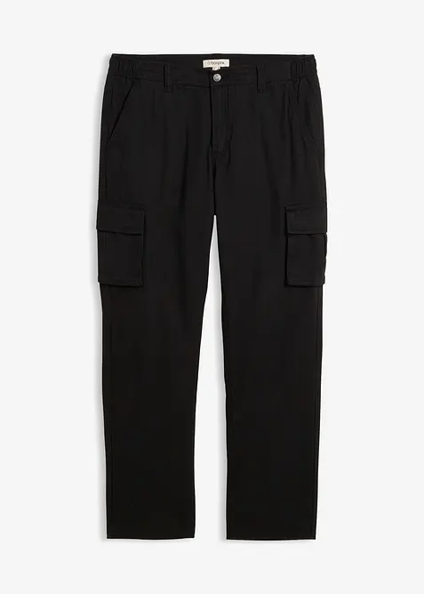 Pantalon cargo et loose à doublure chaude en flanelle et taille élastiquée, droit, bonprix