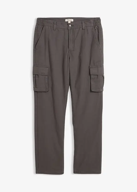 Pantalon cargo et loose à doublure chaude en flanelle et taille élastiquée, droit, bonprix