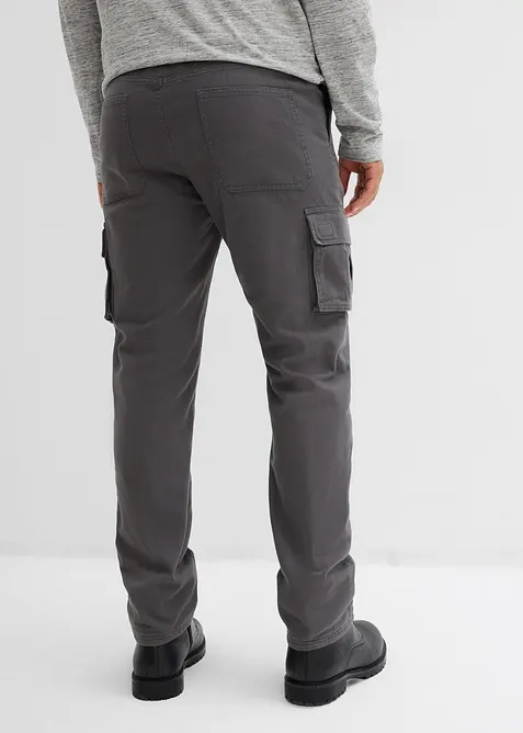 Pantalon cargo et loose à doublure chaude en flanelle et taille élastiquée, droit, bonprix