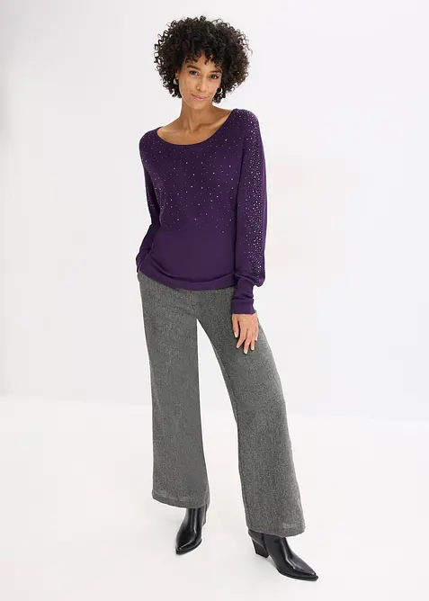 Pull en fine maille avec strass, bonprix