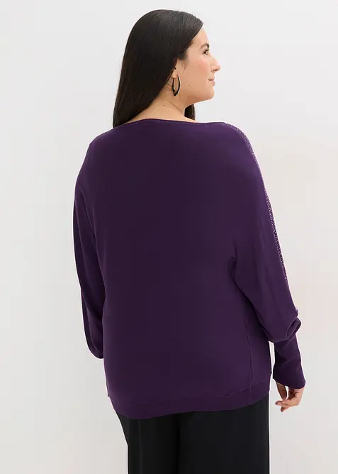 Pull en fine maille avec strass, bonprix