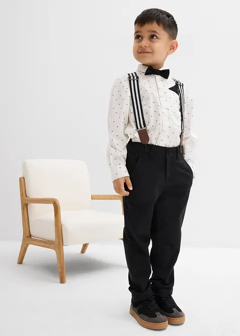Chemise, pantalon avec bretelles, nœud papillon (ens. 4 pces), bonprix