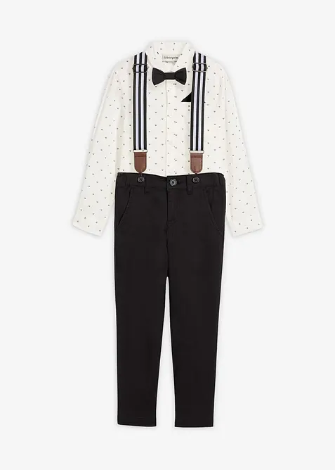 Chemise, pantalon avec bretelles, nœud papillon (ens. 4 pces), bonprix