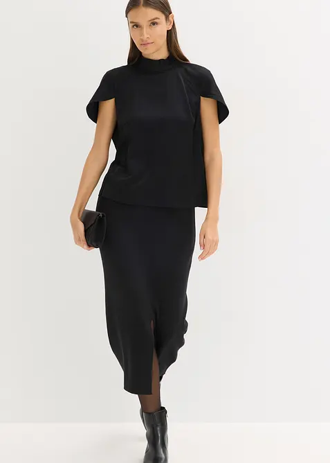 Blouse élégante à manches courtes en satin brillant, bonprix