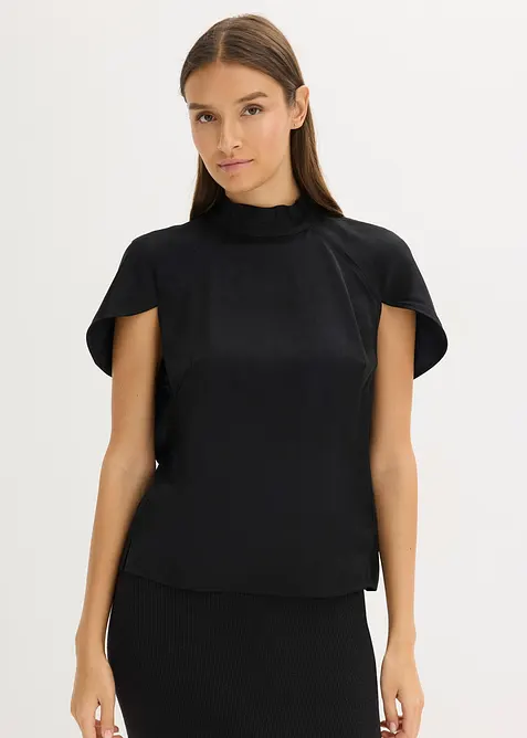 Blouse élégante à manches courtes en satin brillant, bonprix