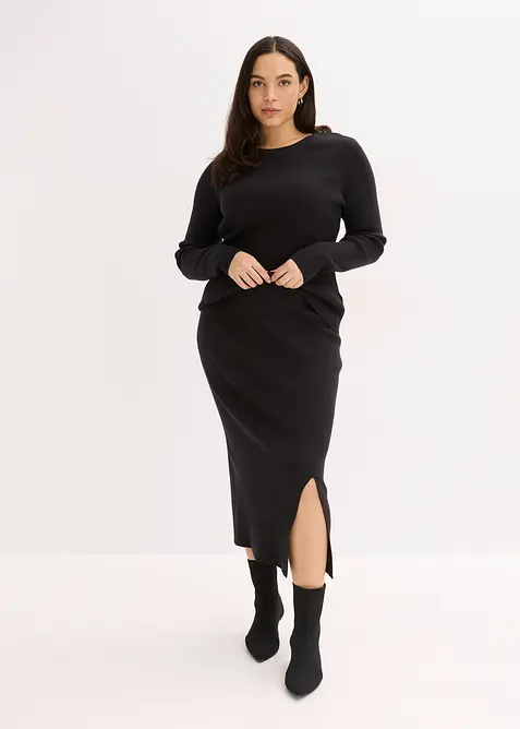 Jupe douce en fine maille de viscose mélangée, bonprix