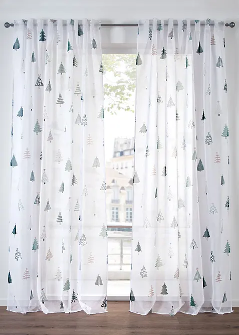 Voilage à imprimé sapins (1 pce), bonprix