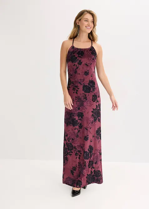 Robe longue en velours brillant, bonprix
