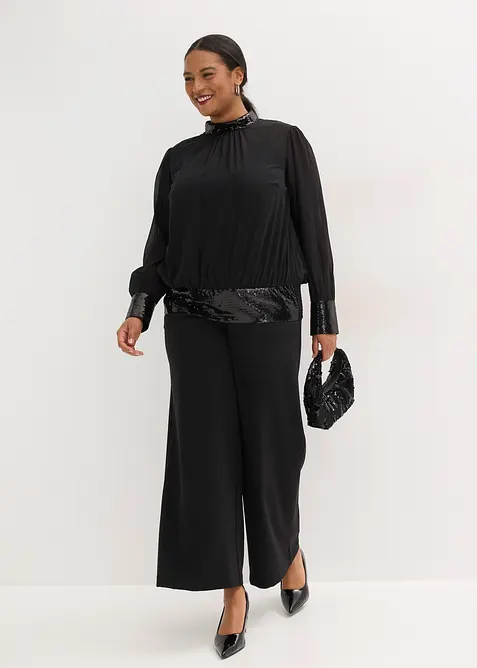 Blouse en tulle fin avec empiècements à sequins, bonprix