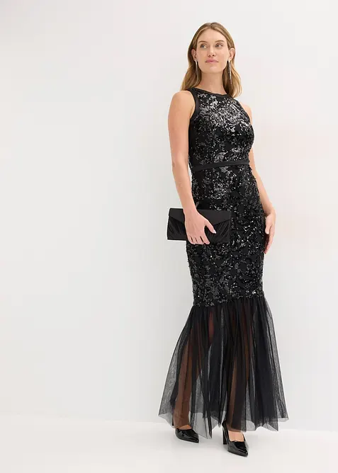 Robe à sequins et base volantée, bonprix