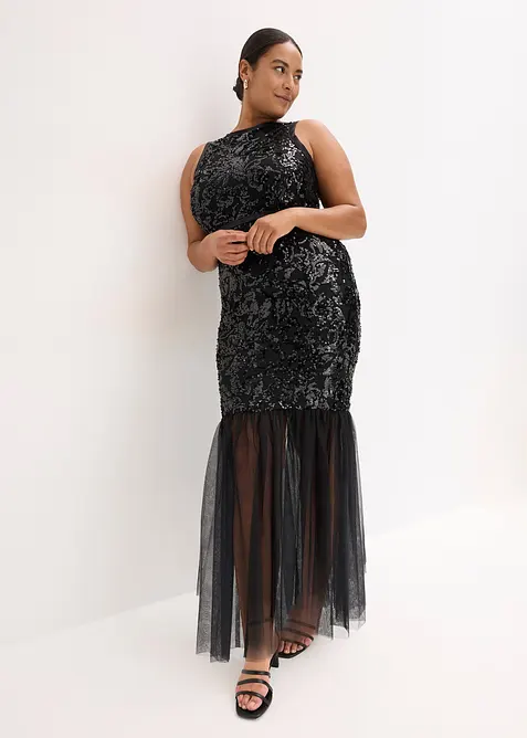 Robe à sequins et base volantée, bonprix