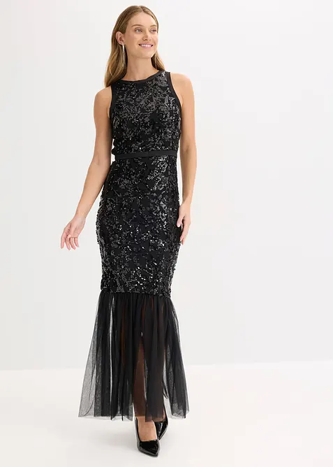 Robe à sequins et base volantée, bonprix
