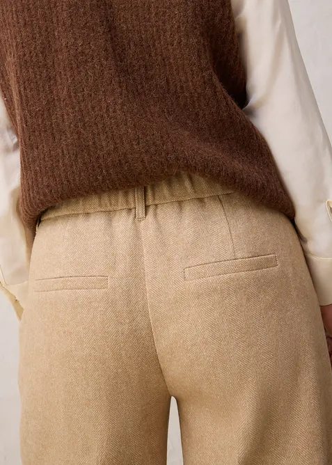 Pantalon à motif chevrons, laine majoritaire, bonprix