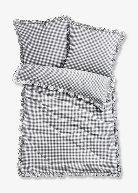 Parure de lit avec finitions volantées, bonprix