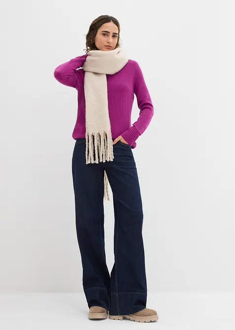 Pull col roul&eacute; basique, bonprix